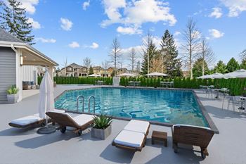 Outdoor pool with lounge deck
